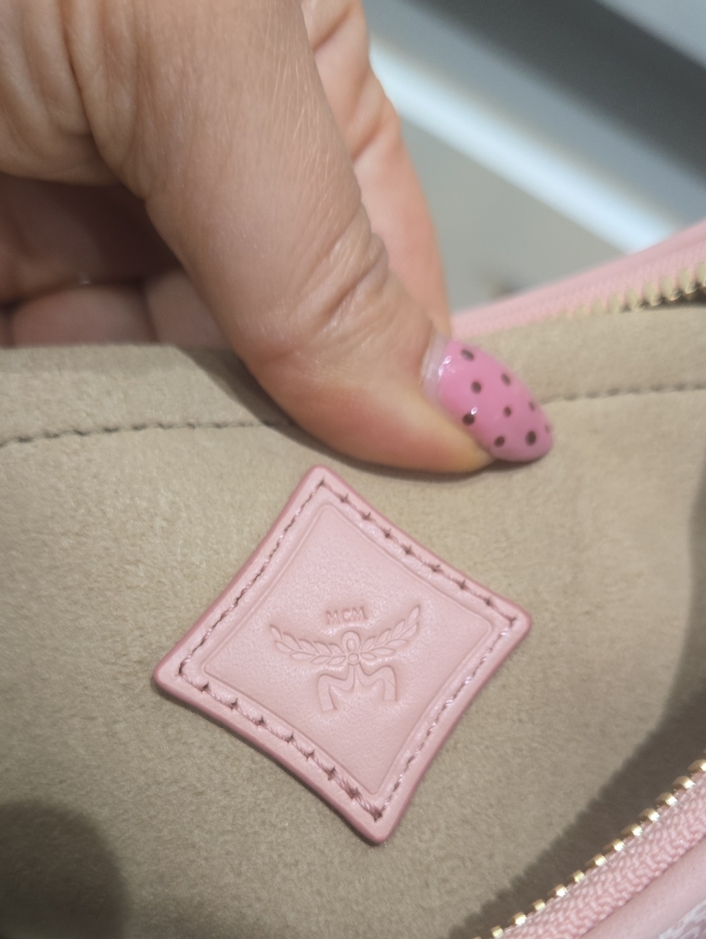MCM Blush Pink Crescent Shoulder Bag with Gold Hardware - Picture 6 of 7